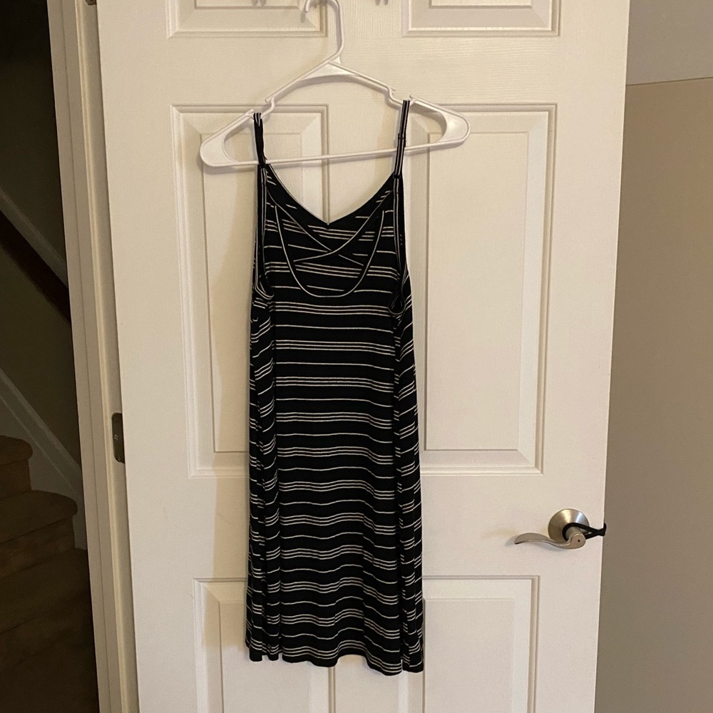 Black and white striped dress